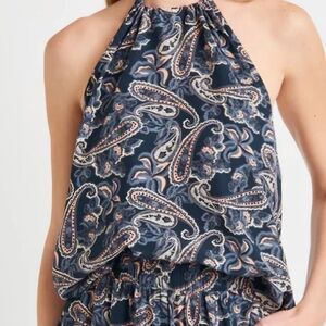 SPLENDID Alessandra Paisley Silk Halter Top XLARGE
